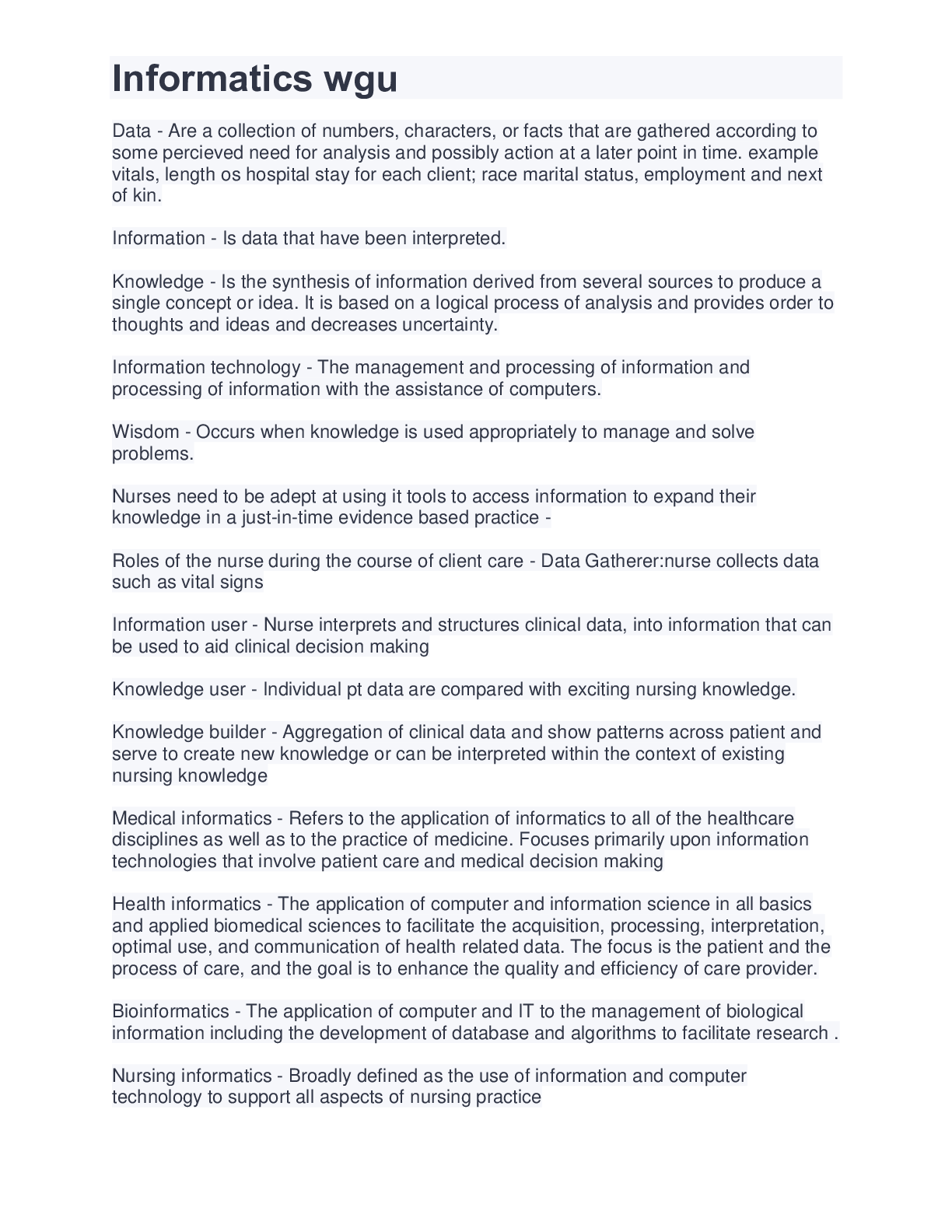 Preview image of Informatics wgu document